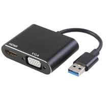 Hub 2 en 1 USB 3,0 a HDMI, adaptador VGA 1080P, convertidor de Audio y vídeo para Mac OS, Windows 7/8/10, PC, TV, proyector HDTV 2024 - compra barato