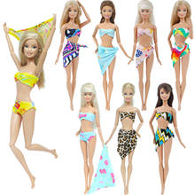 3 Pcs/Set Swimwear Lovely Bikini Swimsuit Beach Party Wear Colorful Swimming Clothes for Barbie Doll Accessories Kids Toy 2024 - buy cheap
