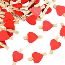 50pcs/pack Mini Wood Heart Clip Wedding Party Photo Postcard Clip Peg Pin DIY Wooden Craft Home Decoration 2024 - buy cheap