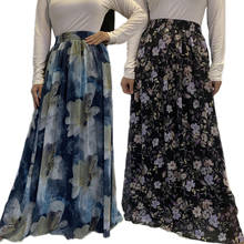 Saia estampada floral muçulmano, chiffon árabe, casual, folgada, islâmico, ramadã, cintura alta, dubai, moda do oriente médio, 2020 2024 - compre barato