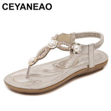 Ceyaneao sandálias femininas rasteirinhas, novo sandália boêmia feminina, sapatos de praia plus size 35-42, sapatos femininos 2024 - compre barato