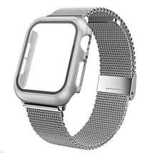 Pulseira de malha para apple watch 6, se, 38mm, 40mm, 42mm e 44mm, com capa protetora de tela para iwatch series 6/se/5/4/3/2/1 2024 - compre barato