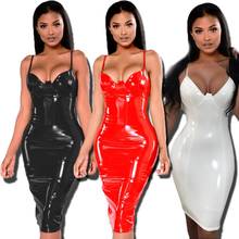 Plus Size Dresses For Women 4XL 5XL 6XL Wetlook PU Dress Sexy Black Split Bodycon Party Club Leather Dresses Midi 2024 - buy cheap