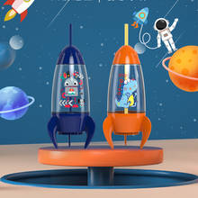 Botella de agua de plástico de 500ml con pajita, botella de dinosaurio, cohete de dibujos animados, taza creativa para niños, Material para mascotas 2024 - compra barato