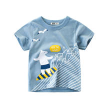 Boys Short Sleeve T shirt Summner Blue O Neck Cotton Printed Bear T-shirts for Boys Baby Kids Clothes 1 to 8 2024 - buy cheap
