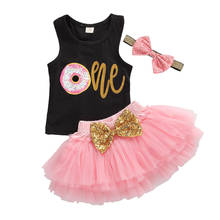 0-24M Newborn Infant Baby Girl Clothes Set One Letter Vest Tops Bow Tulle Tutu Skirts Birthday Costumes 2024 - buy cheap