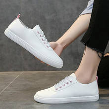 2020 Women's White Leather Shoes Casual Flat Walking Sneakers Chaussures Femme Shoes for Women Zapatos De Mujer Tenis Basket 2024 - buy cheap