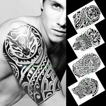Pegatina de tatuaje temporal a prueba de agua, tótem indio de dragón, tatuaje de brazo negro, tatuaje flash, tatuajes falsos para hombres y mujeres 2024 - compra barato
