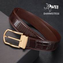 DWTS-Cinturón de piel auténtica para hombre, correa de lujo de piel de cocodrilo, hebilla clásica Vintage, de alta calidad 2024 - compra barato