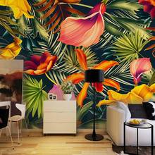 Custom Wall Mural Tropical Rainforest Plant Flowers Banana Leaves Backdrop Painted Living Room Bedroom Large Mural Wall Paper 2024 - buy cheap