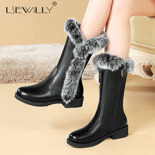 Lsewilly 2020 Newest big size 34-48 snow boots warm winter wedges platform shoes fashion Rabbit's hair mid calf boots women 2024 - buy cheap