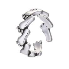 Anillos de plata de ley 925 con forma de huella de pie, sortija Retro desgastada hecha a mano, joyería fina de moda 2024 - compra barato