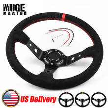 14 inch 350mm Car Modified Sport Steering Wheel Suede Leather with Logo Steering Wheel Universal  Auto Car Racing Drift STW011 2024 - buy cheap