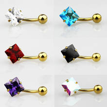 1pc Square Zircon Belly Button Rings Crystal Navel Piercing Barbell Surgical Steel Nombril Ombligo Sexy Woman Body Jewelry 14G 2024 - buy cheap