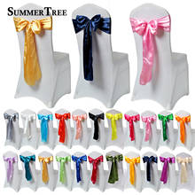 50pcs Satin Chair Sash Bow Ribbon 6in X 108inch Wedding Party Banquet Ties Butterfly Craft Gold Fabric Decoration 15 X 275cm 2024 - buy cheap