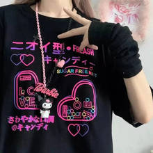 2022 Summer Fashion Anime Cartoon Black Gothic T Shirt Japanese Streetwear Harajuku Kawaii Casual Loose T-shirts Women Tops 2024 - buy cheap