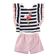 2020 Summer Baby Kids Girls Toddler Flamingo Stripe Tank Top Vest+Shorts 2Pcs Sets Outfits Clothes Girl's Fashion Sunsuits 1-5Y 2024 - buy cheap