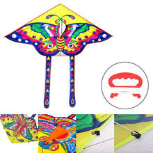 Brinquedo de atividades ao ar livre 90*50cm borboleta voadora kite com corda de tabuleiro enrolador infantil brinquedo colorido para crianças cauda longa 2024 - compre barato