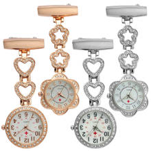 Relojes de bolsillo con diseño de corazón de amor y flores para mujer, alfileres de aleación, de cuarzo, FOB, para enfermera, médico, trabajadores del Hospital, 4 estilos, 10 unids/lote 2024 - compra barato