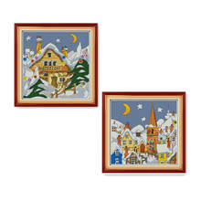 Everlasting Love Street Snow Chinese Cross Stitch Kits Ecological Cotton Stamped Printed 11CT DIY Christmas Decorations For Home 2024 - buy cheap