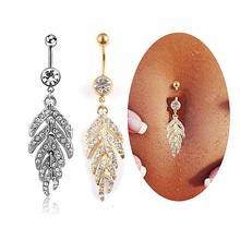 1pc Fashion Leaves Dangle Belly Button Rings Navel Ring Body Piercing Navel Bar Leaves Shape Body Piercing Bar Body Accessories 2024 - buy cheap