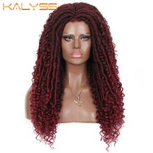 Парик Kalyss красного цвета, 24 дюйма, синтетические косички дюймов, парик средней длины, парик с плетеными локонами и кудрявыми концами для женщин 2024 - купить недорого