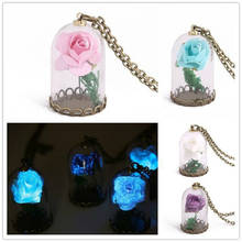 Fashionable Popular Glow in the dark Pendant Flower Glass Bell Jar Necklace Simulation Dry Flower Luminous Women Girl Necklace 2024 - buy cheap