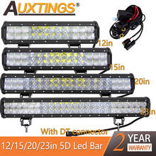 Auxtings-barra de luz led offroad 5d, 12/15/20/22 polegadas, 12v, 24v, com conector dt, luz de trabalho para carros jeep, caminhão 4wd, suv, atv 2024 - compre barato