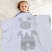 Детское одеяло для новорожденных, s ежемесячное одеяло для коляски, вязанное Хлопковое одеяло, супер мягкое детское одеяло с медвежонком 2024 - купить недорого