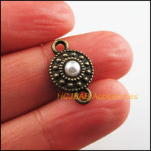 Fashion 25Pcs New Flower Round Charms Antiqued Bronze Color White Acrylic Connectors 11x18mm 2024 - buy cheap