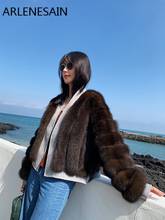 arlenesain 2020 women short v-neck mink sable black thick fur warm coat 2024 - buy cheap
