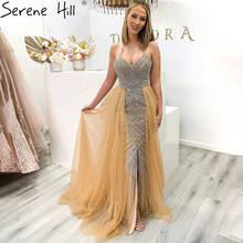 Dubai ouro luxo sereia vestidos de baile design 2021 cristal beading backless sexy vestidos foto real bla70165 2024 - compre barato