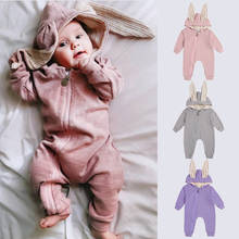 Cotton Comfortable Baby Jumpsuit Cute Big Ear Rabbit Baby Girl Clothes Conjoined Hooded Zipper Baby Romper 0-2 Year Baby Clothes 2024 - buy cheap