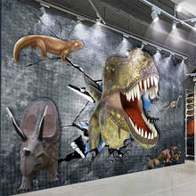 Papel tapiz Mural autoadhesivo personalizado, papel tapiz 3D estéreo de dinosaurio, Animal, dormitorio de niños, Bar, Fondo de pared, pegatinas de pared 3D 2024 - compra barato