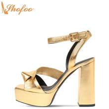 Gold Butterfly-knot Platform High Chunky Heels Women Sandals Buckle Strap Plus Size 15 16 Ladies Summer Fashion New Shoes Shofoo 2024 - buy cheap