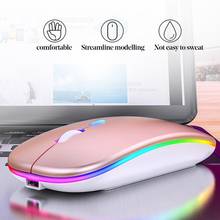 Bluethooth mouse recarregável sem fio rgb, mouse gamer silencioso com luz de led, ergonômico, para laptop e pc 2024 - compre barato