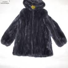 Linhaoshengyue Real Rabbit  Long-Sleeved Fur Coat with Hood 2024 - buy cheap