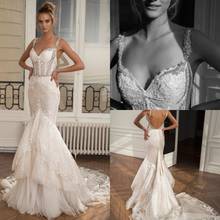 Julie Vino 2020 Wedding Dresses Sexy V Neck Lace Appliques Crystal Bridal Gowns Backless Mermaid Wedding Dress 2024 - buy cheap