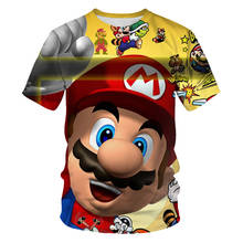 Camiseta con estampado 3D de Super Mario Bros, camisa de cuello redondo de estilo Harajuku, juegos clásicos, de dibujos animados, Hip Hop, novedad de verano de 2021 2024 - compra barato