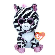 Ty Big Eyes Flippables 6" 15 cm Reversible Sequin Pink Zebra Plush Regular Stuffed Toys Collection Animal Doll Gift for Children 2024 - buy cheap