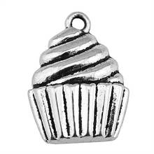 WYSIWYG 10pcs 20x15mm Cupcake Charm Pendants For Jewelry Making Antique Silver Color Cupcake Pendants Charm 2024 - buy cheap