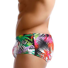 Sunga boxer estilo boêmio com estampa de palmeira tropical, roupa de banho para homens, biquíni impermeável, shorts de praia sexy de surf 2024 - compre barato