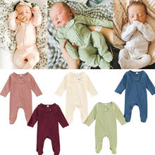 Pelele de manga larga con cremallera para bebés recién nacidos, monos infantiles de Color sólido, ropa para bebés de 0 a 6 meses, para verano, Otoño e Invierno 2024 - compra barato