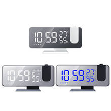 Relógio alarme com visor led e projetor, relógio despertador de teto com visor led grande, espelho acrílico, função de rádio fm, célula com botão embutido 2024 - compre barato
