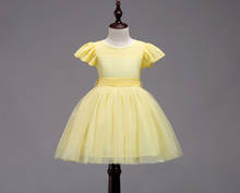 Vestido amarillo para recién nacido, vestidos de fiesta y boda para niña, vestido de primer cumpleaños de encaje de princesa, vestido de bautismo de 1-6 años 2024 - compra barato