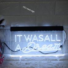 Светодиодный неоновый светильник металлический знак поделки для декора комнаты акриловая пластина логотип было все мечты Рождество для отдыха и вечеринок искусство стены декора окна стены 2024 - купить недорого