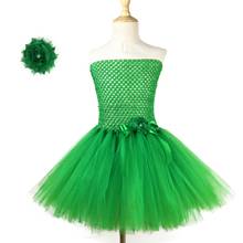 Милое зеленое платье-пачка для девочек детское платье из тюля с корсетом «кроше» и бантом из ленты заколка для волос в виде цветка детский Рождественский Костюм 2024 - купить недорого