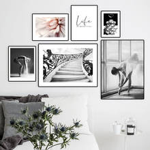 Black White Scenery Wall Canvas Painting Fashion Girl Ballet Art Picture Flower Print And Poster For Room Home Decor HD3036 2024 - buy cheap