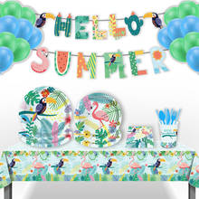 Hawaiian Party Decorations Palm Leaves Bunting Banner Luau Flamingo Summer Tropical Party Decoration Jungle Safari Party Ballons 2024 - buy cheap