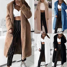 NewAutumn Winter Fur Women 2019 Casual Loose Solid Long Teddy Coat Female Vintage Thick Faux Fur Jackets Plush Overcoat 2024 - buy cheap